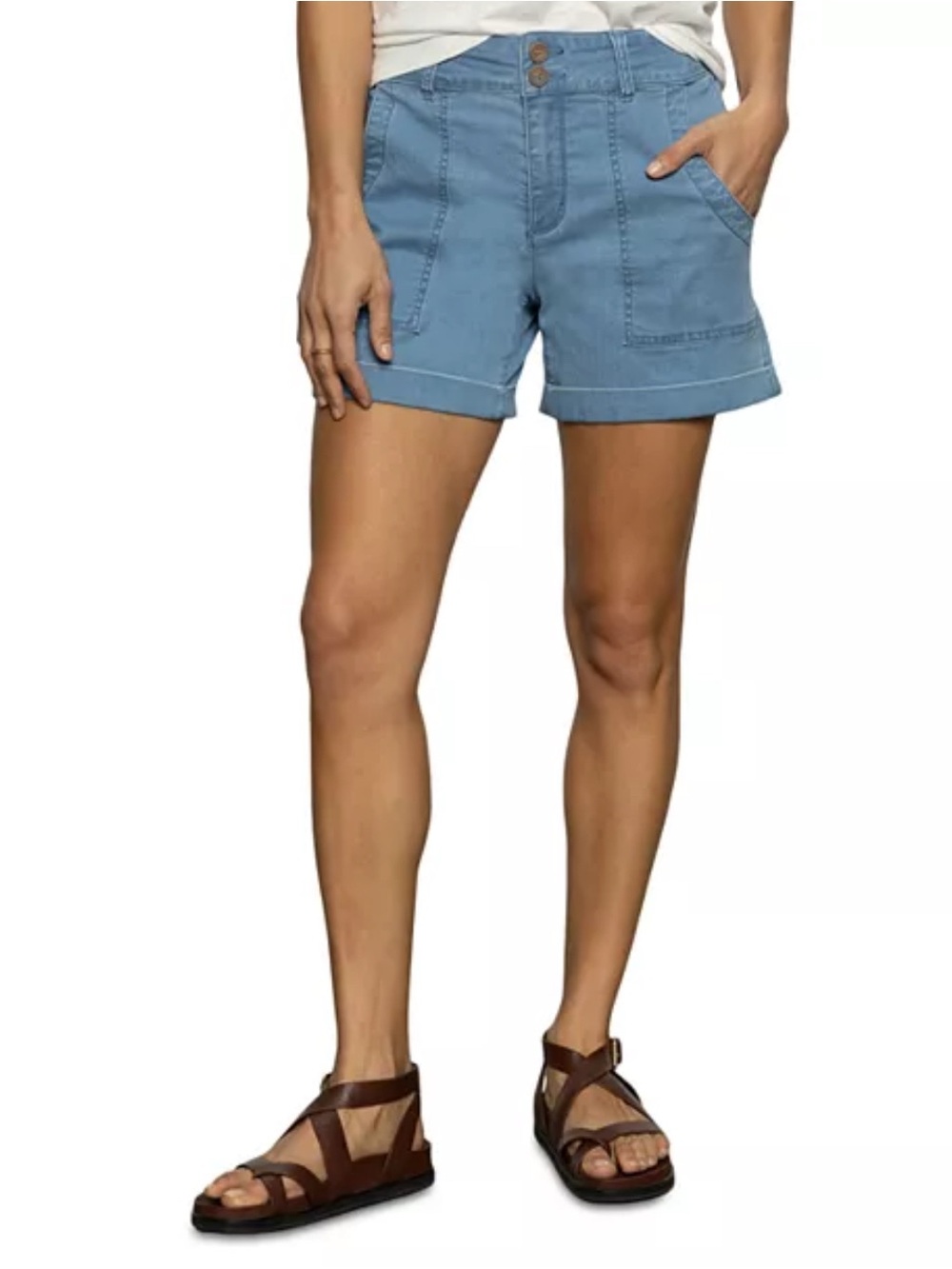Sanctuary Light Blue Cuffed Utility Jean Shorts